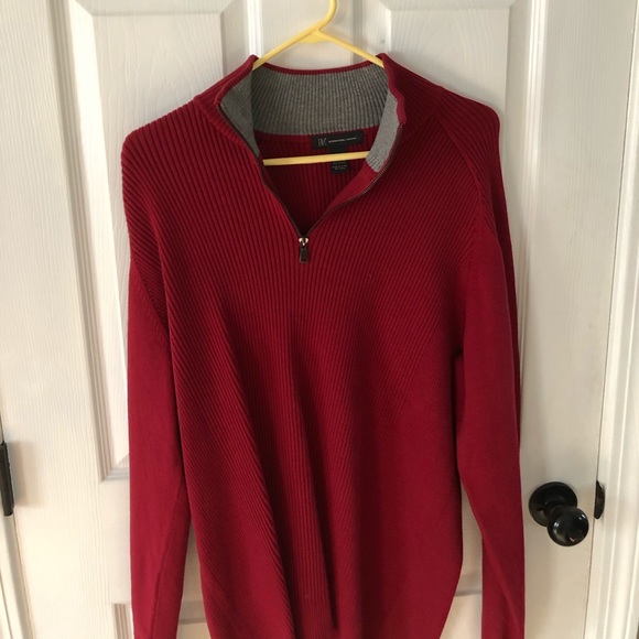 Men’s red 1/4 zip knitted pullover sweater -unworn - Picture 1 of 2
